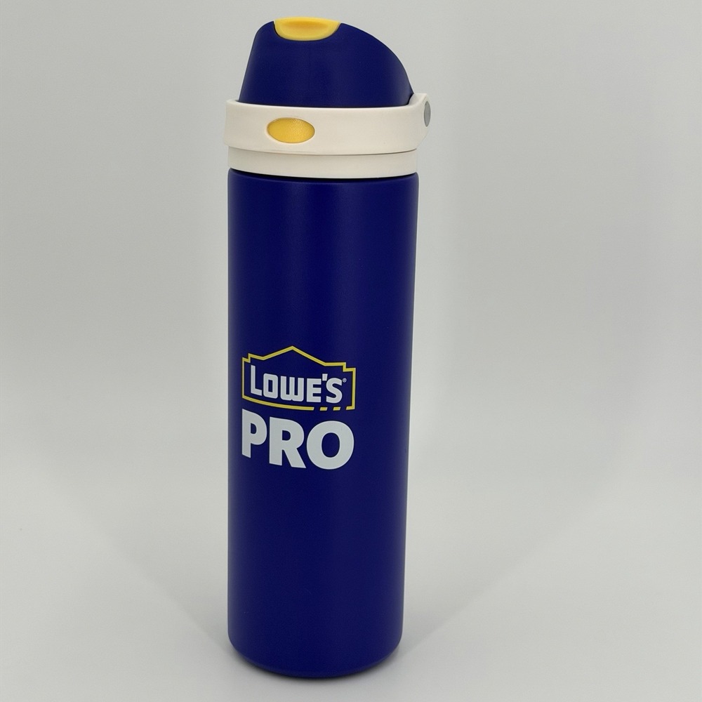 NEW Lowe's Pro Branded Metal Blue Stainless Steel Insulated Bottle Vacuum Mug
